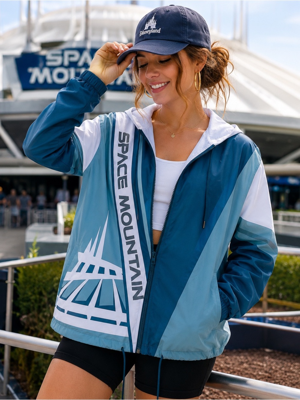 Disney Parks Space Mountain Windbreaker Jacket XL Blue White Tomorrowland